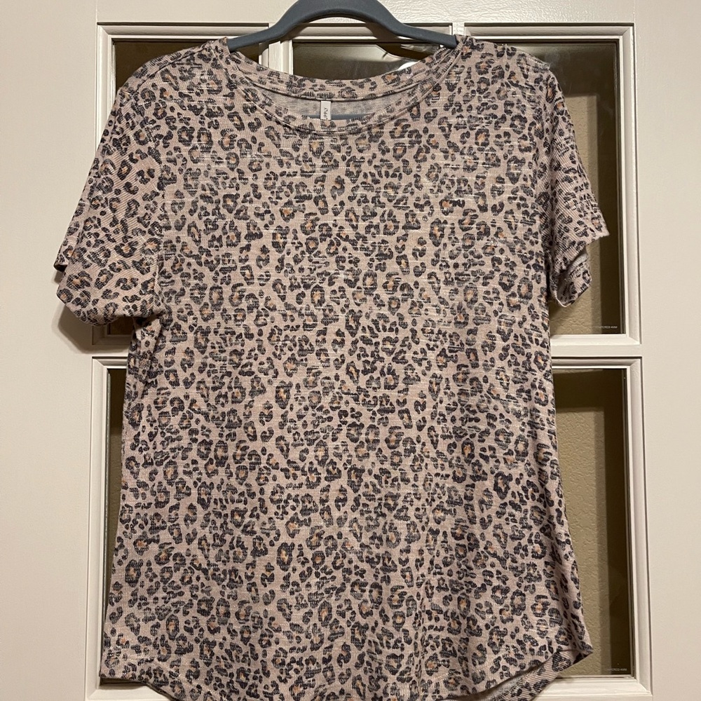 Z Supply Leopard Print Short Sleeve Top - Cream and Black